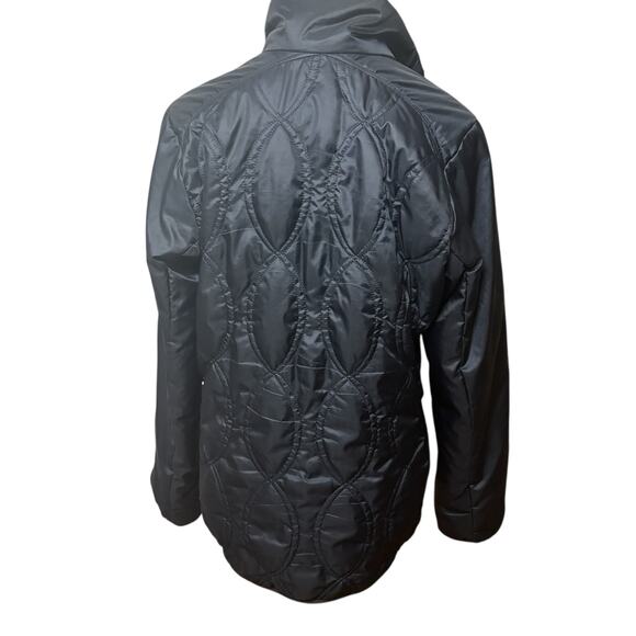 Adidas Jacket Womens Medium Logo Lightweight Quilted Outdoor Sporty Black Coat - Picture 7 of 12